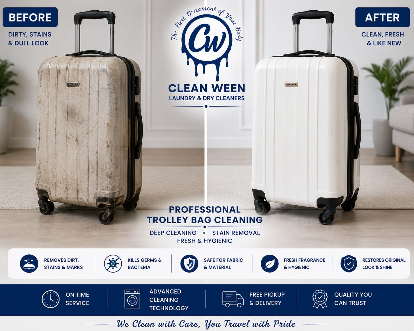 Before - Professional Trolley Bag Cleaning